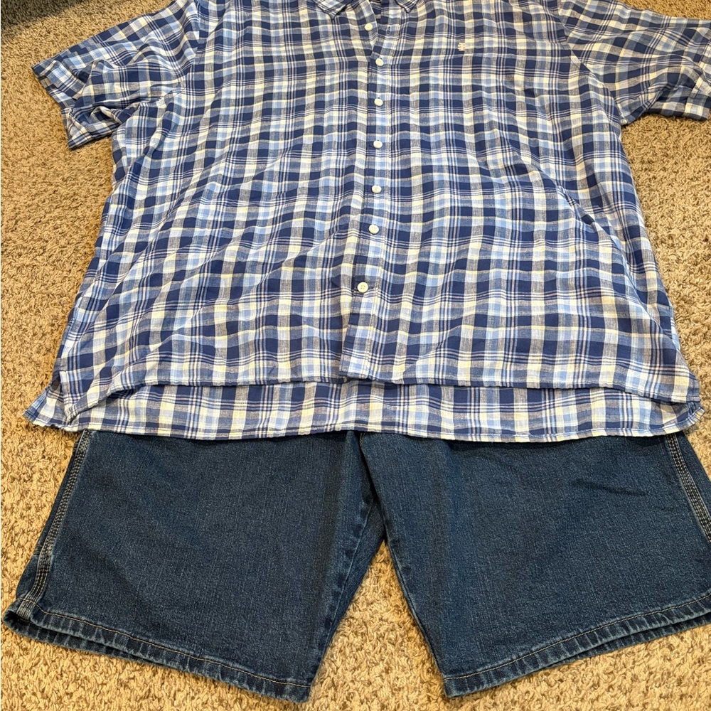 Wrangler Classic Blue Denim cargo short Size 40 + Izod Shirt 3XL Tall like New